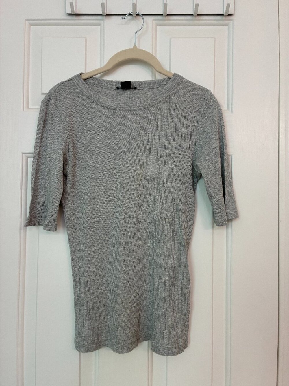 Theory Heather Gray Pima Cotton Modal Ribbed Top